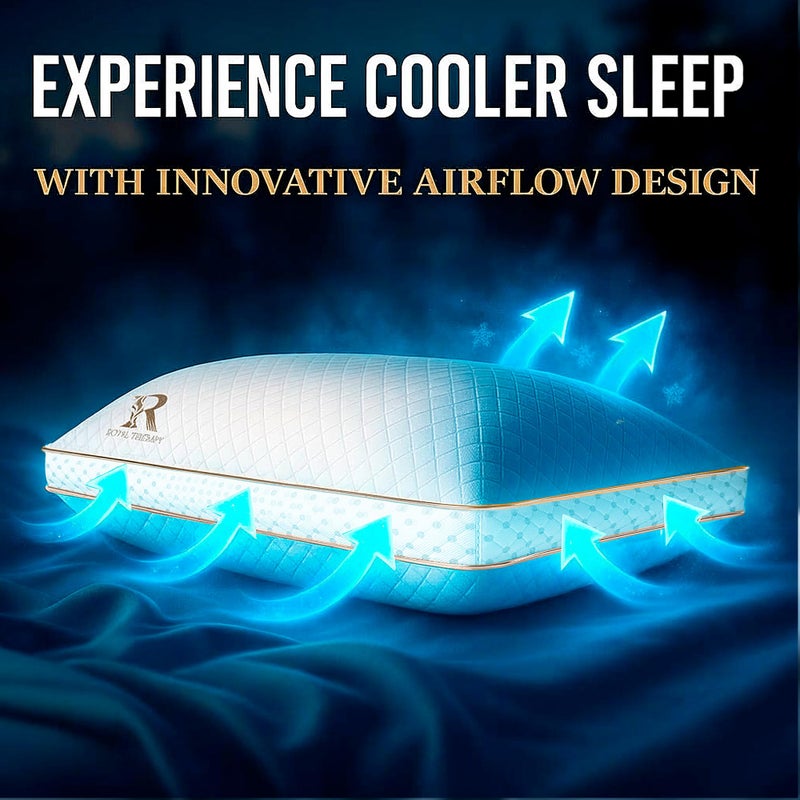 Royal Therapy Queen Memory Foam Pillow, Adjustable Shredded Odor-Free Pillow for Neck & Shoulder Pain Relief, Support for Back, Stomach, Side Sleepers, AirFlowPRO - Image 3